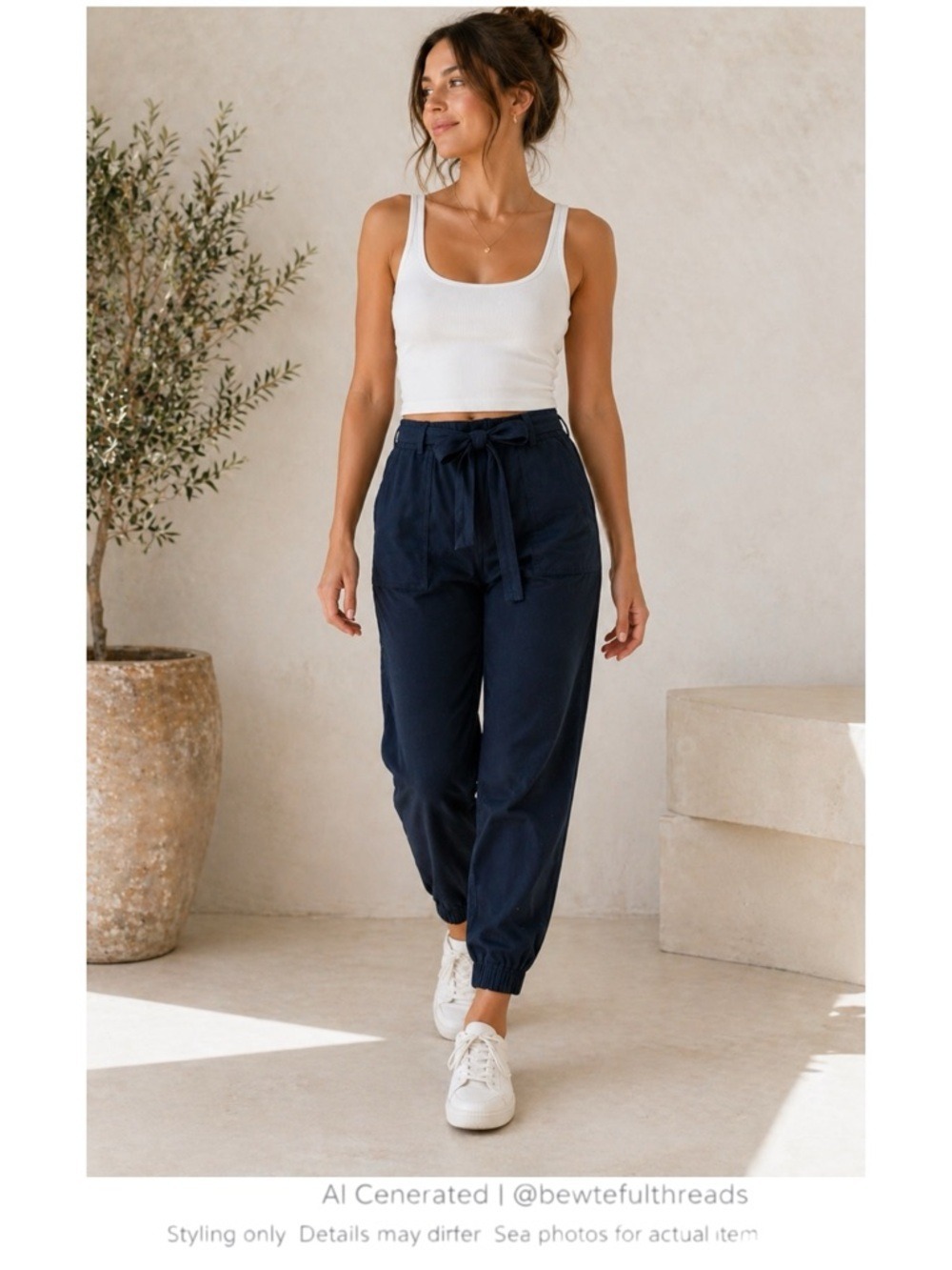 Almost Famous Utility Jogger Pants Navy Stretch Tapered Casual Travel